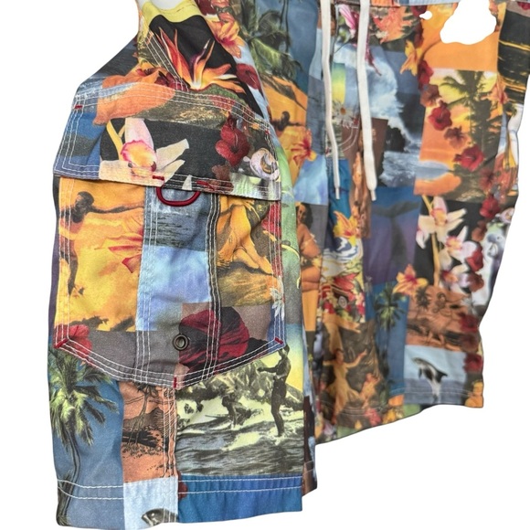 Solitude Hawaiian Collage Swim Trunks Men’s Size 36 - Picture 2 of 6